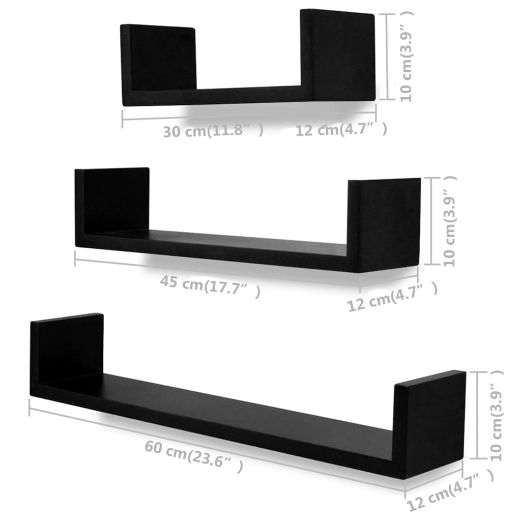 Wandregale 6 Stk. Schwarz