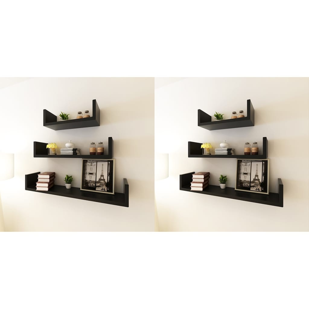 Wandregale 6 Stk. Schwarz