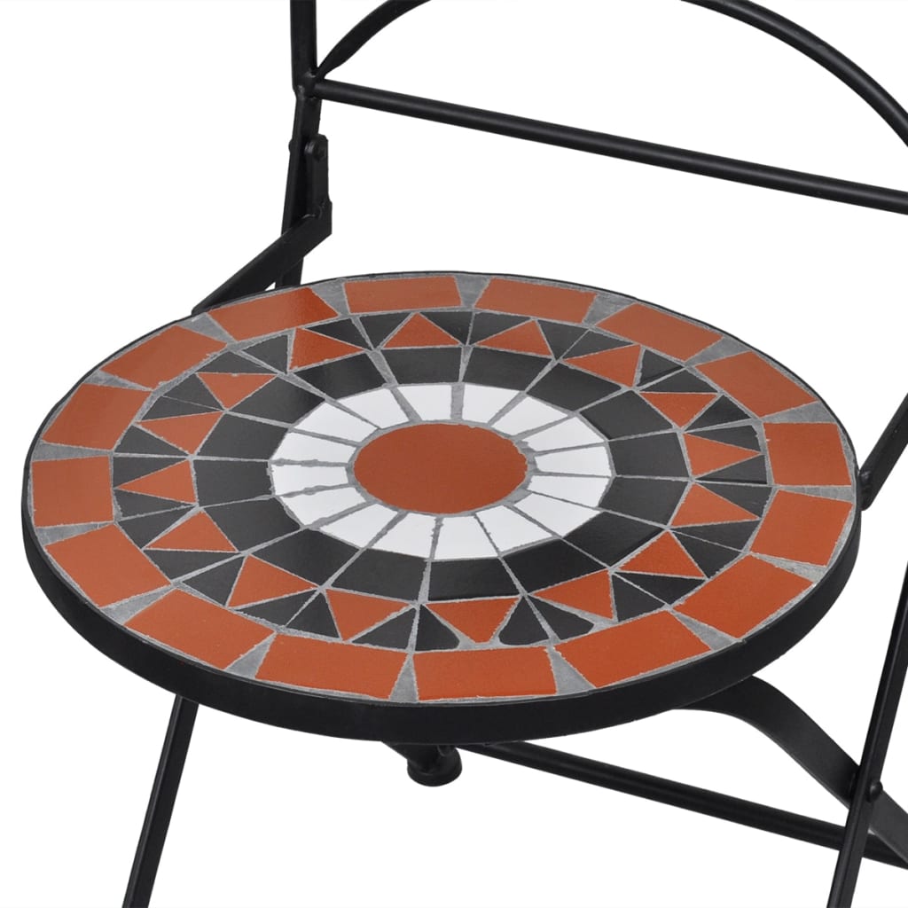 3-tlg. Bistro-Set Keramikfliese Terrakotta/Weiß
