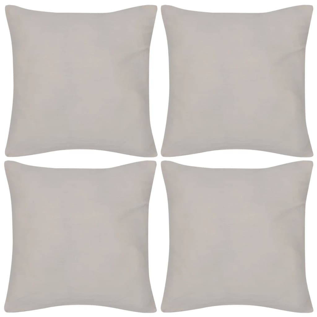 130911 4 Beige Cushion Covers Cotton 50 x 50 cm
