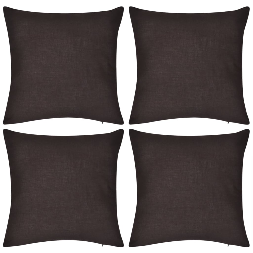 130914 4 Brown Cushion Covers Cotton 50 x 50 cm
