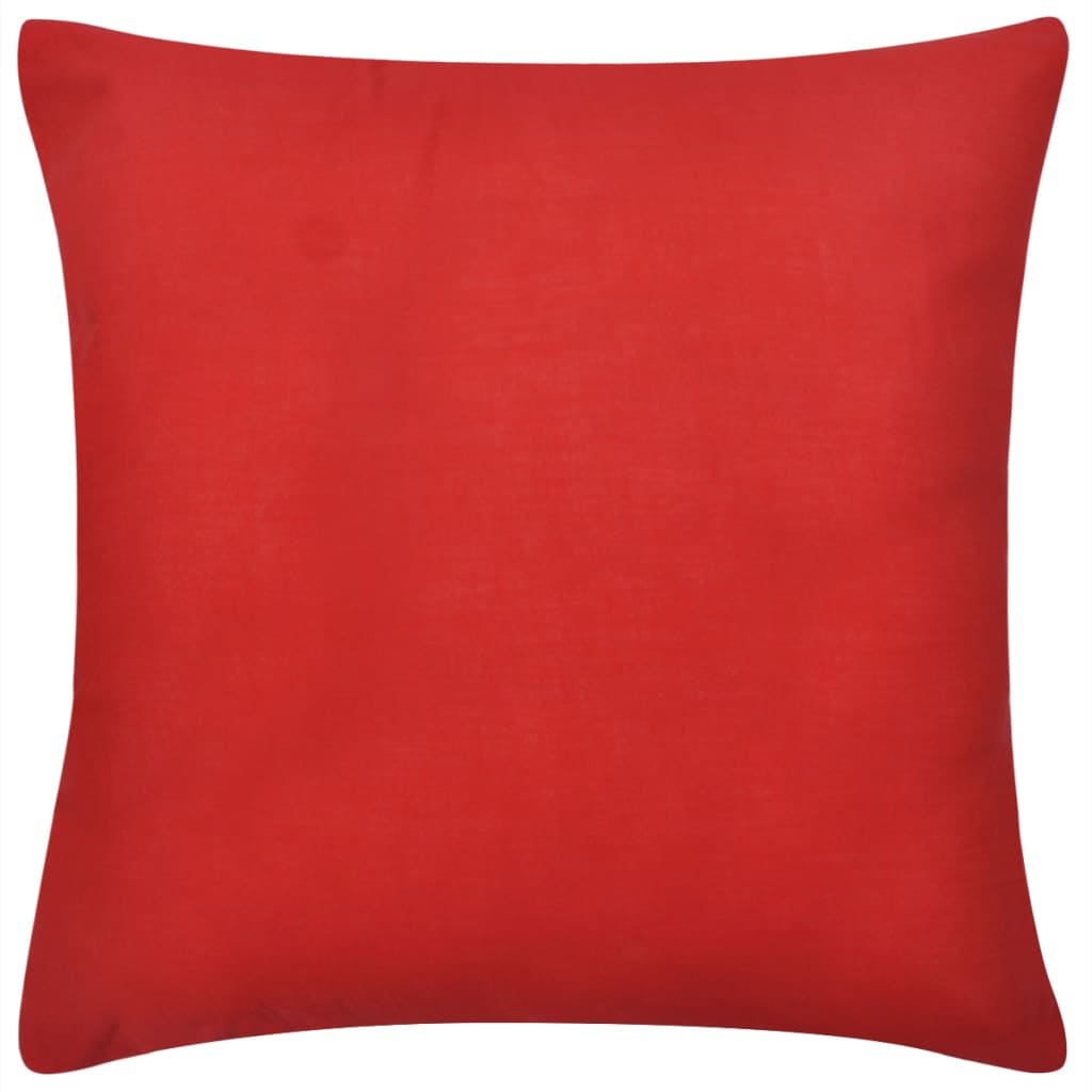 130918 4 Red Cushion Covers Cotton 80 x 80 cm