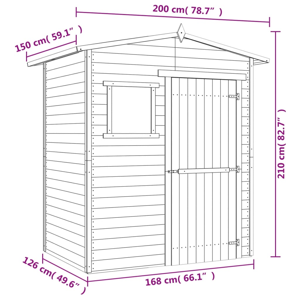 Gartenhaus Schuppen 1,5 x 2 m Kiefernholz Imprägniert