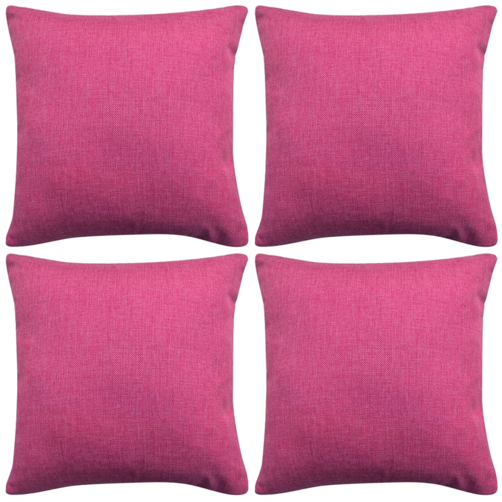 Kissenbezüge 4 Stk. Leinenoptik Rosa 80x80 cm