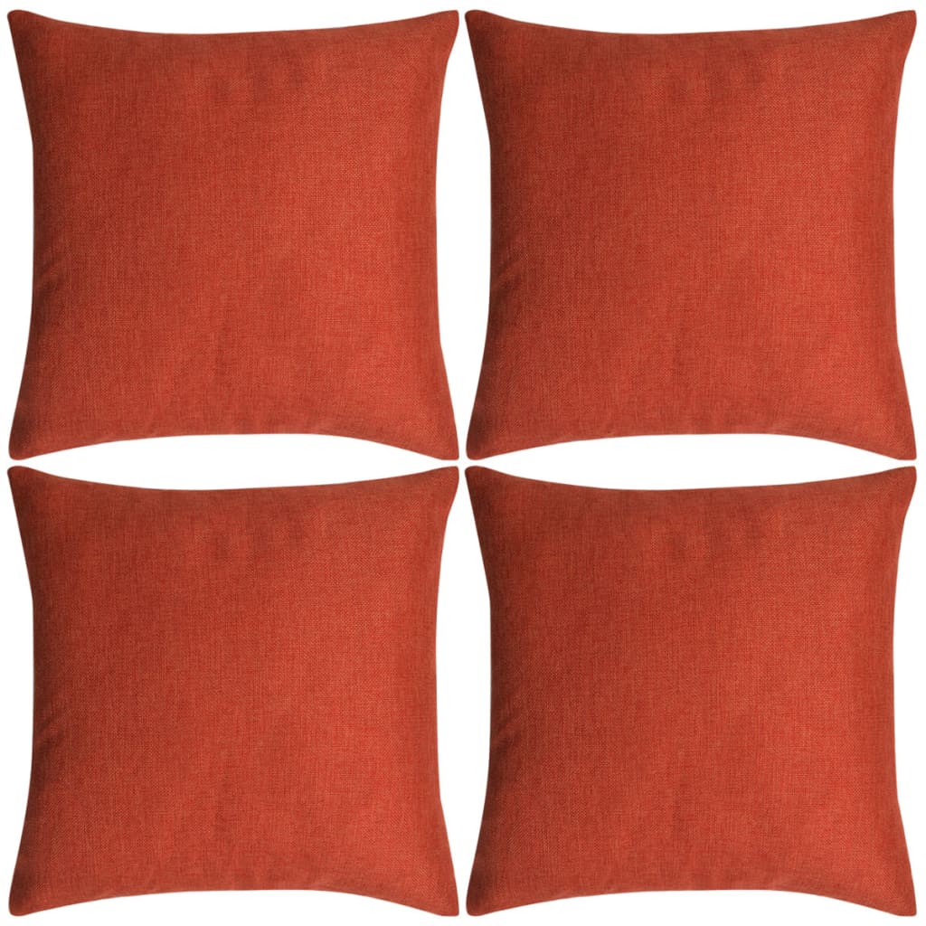 Kissenbezüge 4 Stk. Leinenoptik Terrakotta 80x80 cm