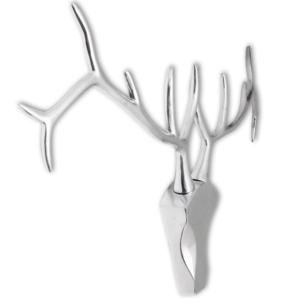 Wanddekoration Hirschkopf Silbern Aluminium
