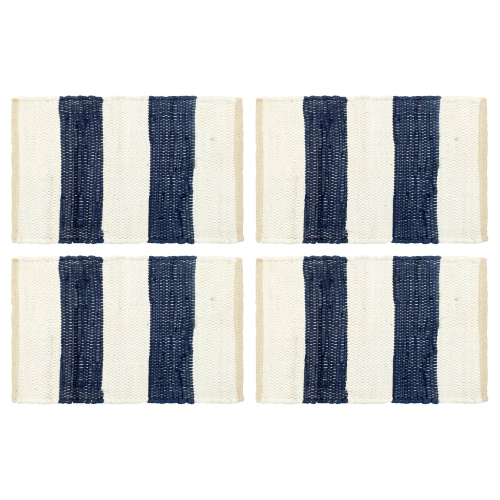 Tischsets 4 Stk. Chindi Gestreift Blau und Weiß 30 x 45 cm