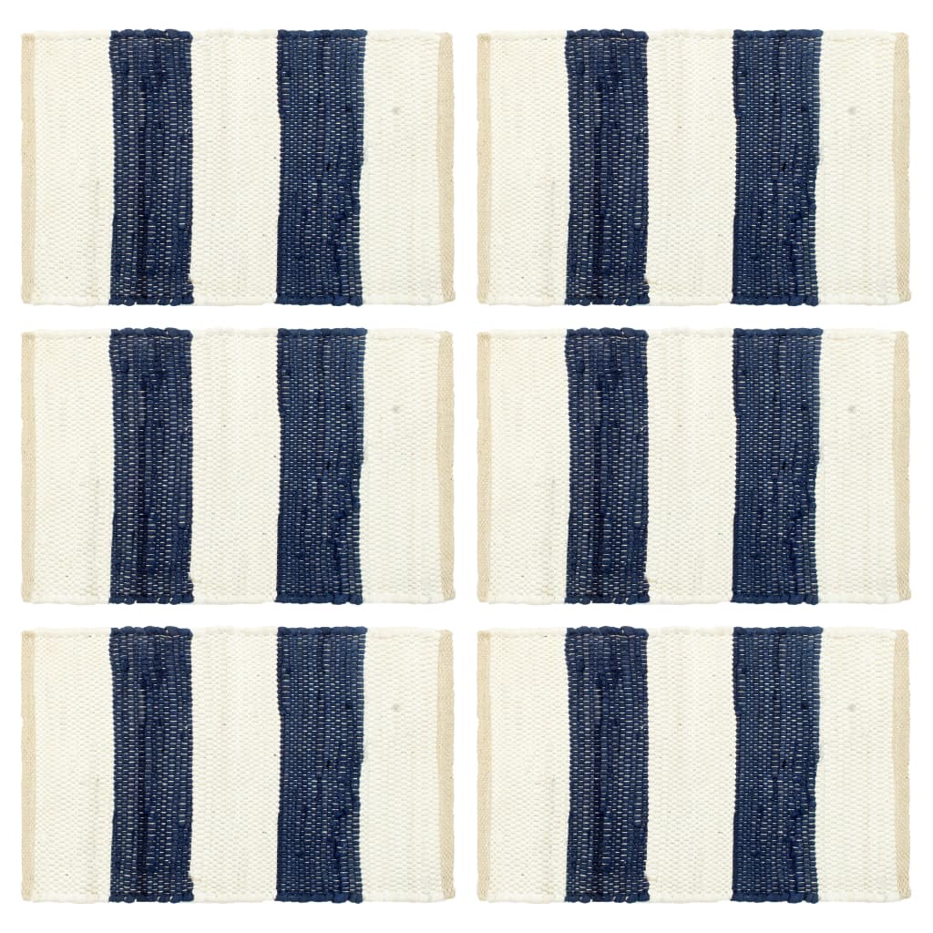 Tischsets 6 Stk. Chindi Gestreift Blau und Weiß 30 x 45 cm