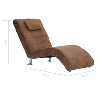 Thumbnail for Chaiselongue mit Kissen Braun Wildleder-Optik