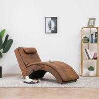 Thumbnail for Massage Chaiselongue mit Kissen Braun Wildleder-Optik