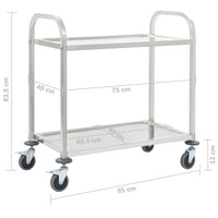 Thumbnail for 2-Stufiger Servierwagen 95 x 45 x 83,5 cm Edelstahl