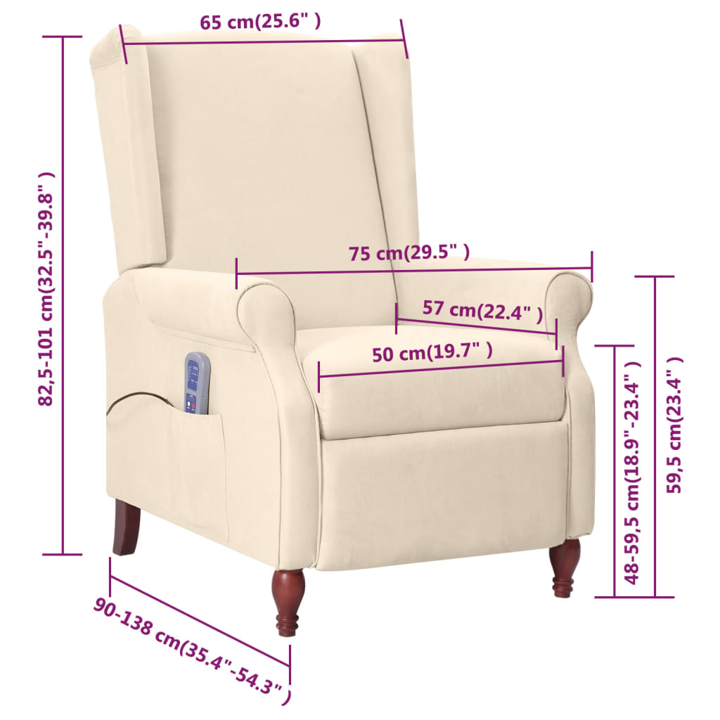 Massagesessel Creme Stoff