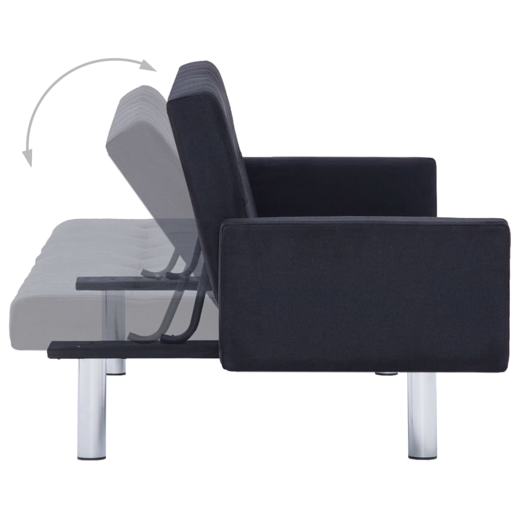 Schlafsofa mit Armlehnen Schwarz Polyester