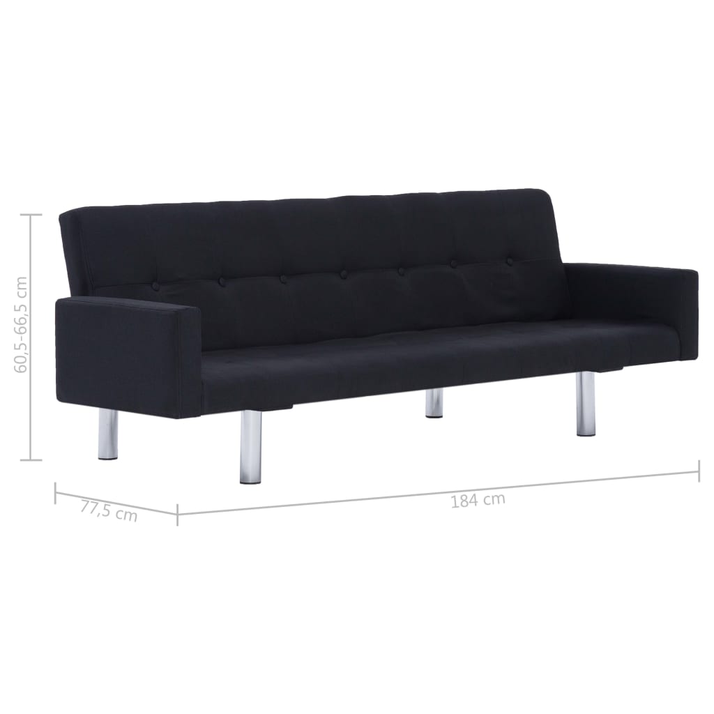 Schlafsofa mit Armlehnen Schwarz Polyester