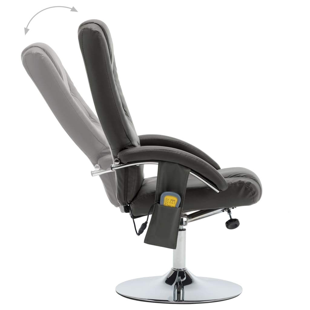 Massagesessel mit Fußhocker Grau Kunstleder