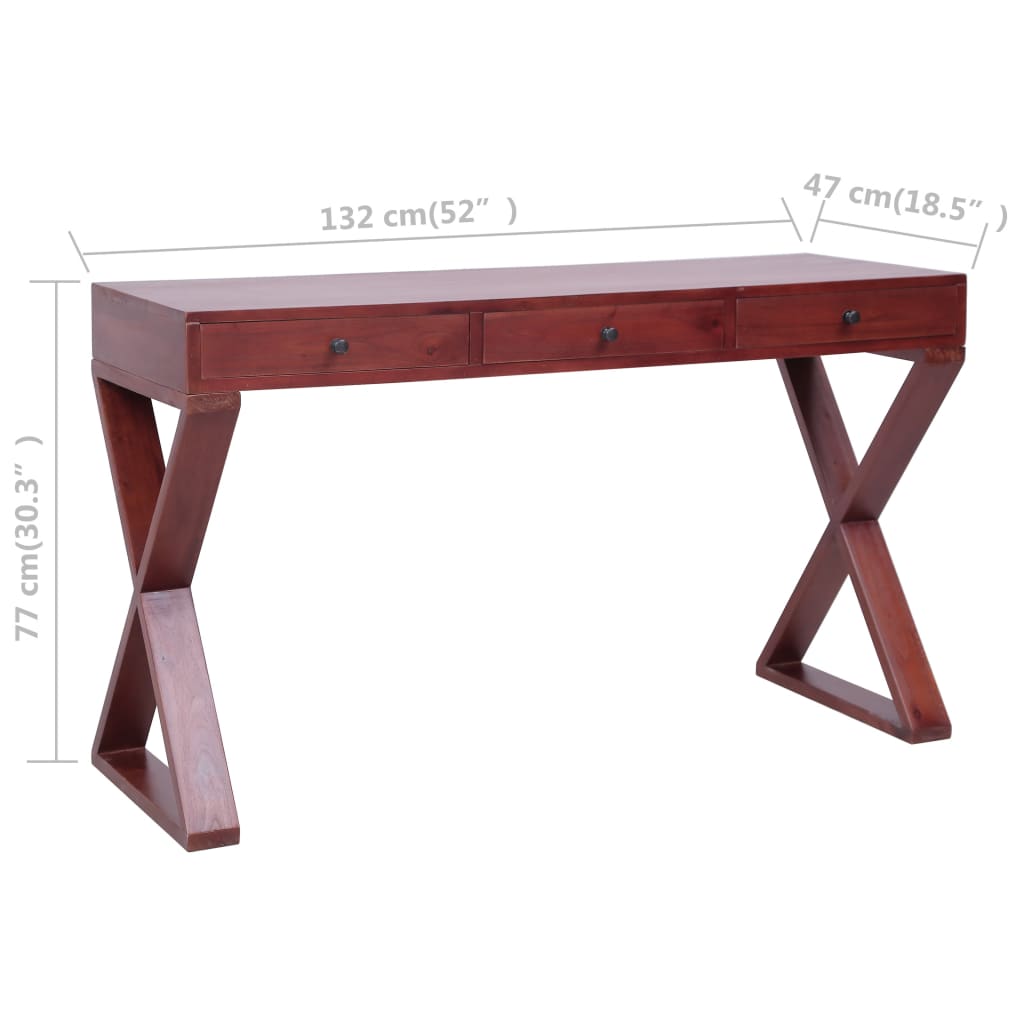 PC-Tisch Braun 132 x 47 x 77 cm Massivholz Mahagoni