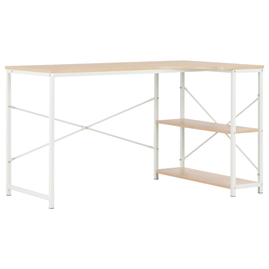 Computertisch Weiß und Eiche 120×72×70 cm