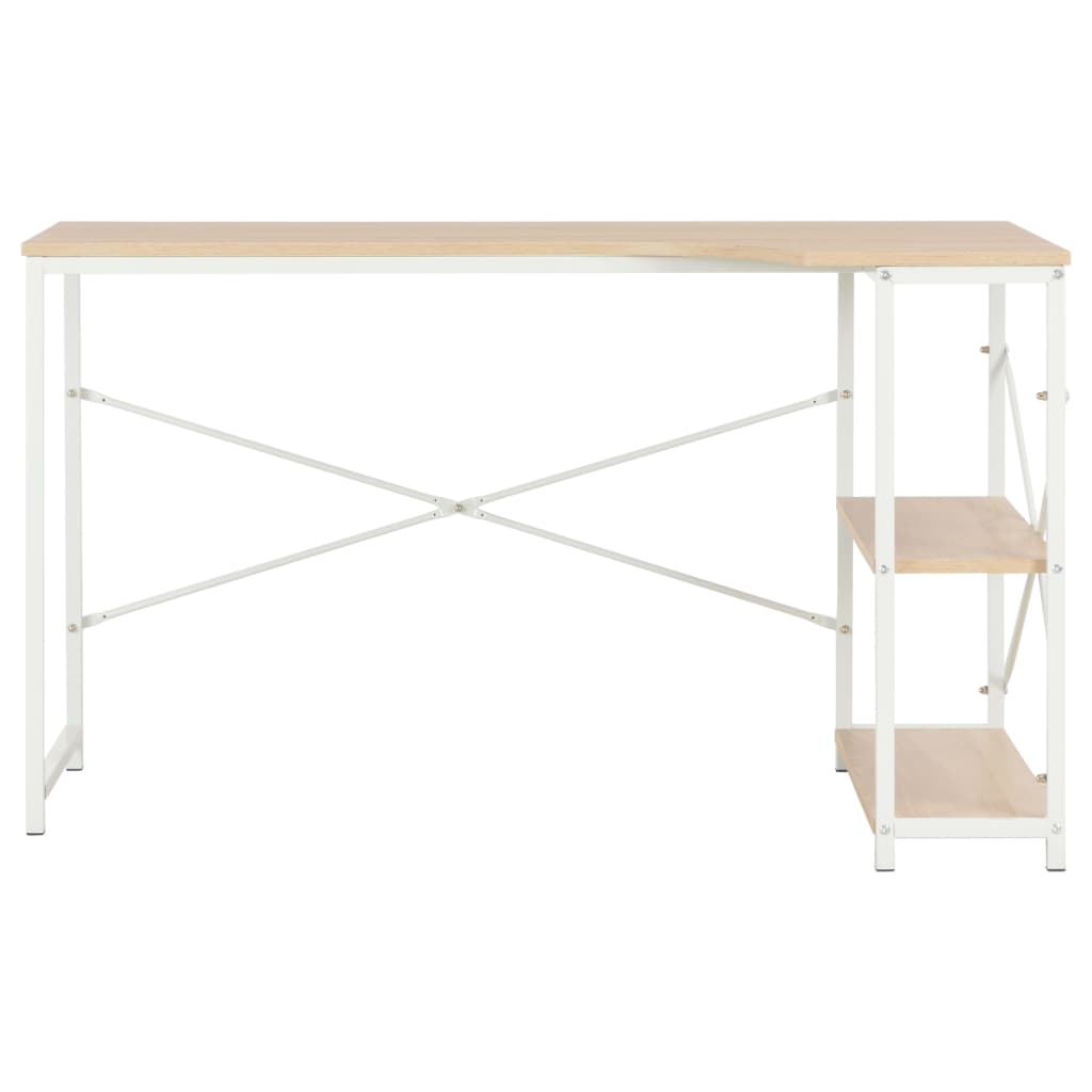 Computertisch Weiß und Eiche 120×72×70 cm