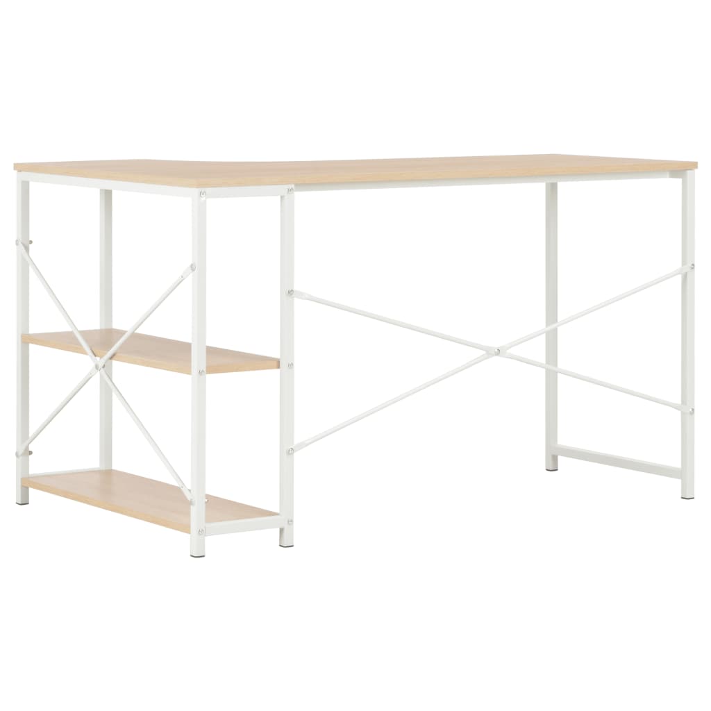 Computertisch Weiß und Eiche 120×72×70 cm