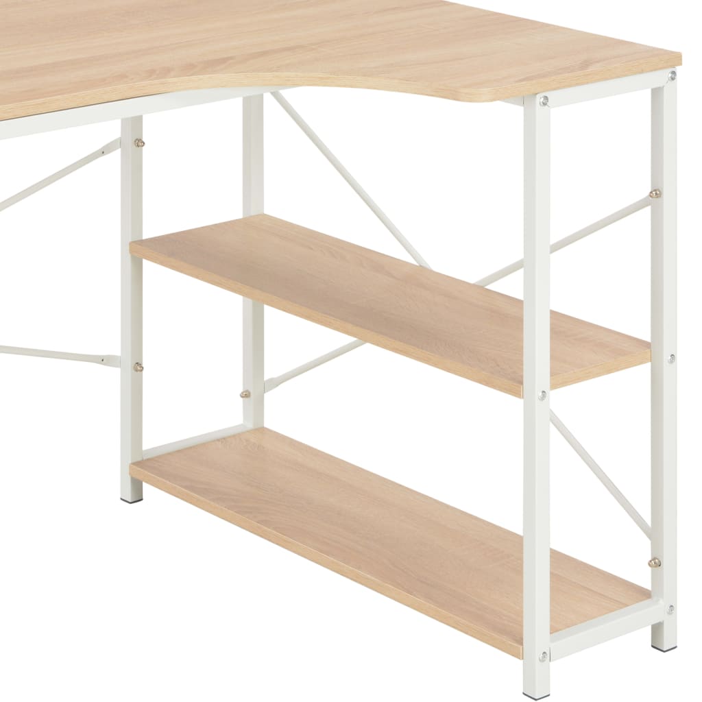 Computertisch Weiß und Eiche 120×72×70 cm