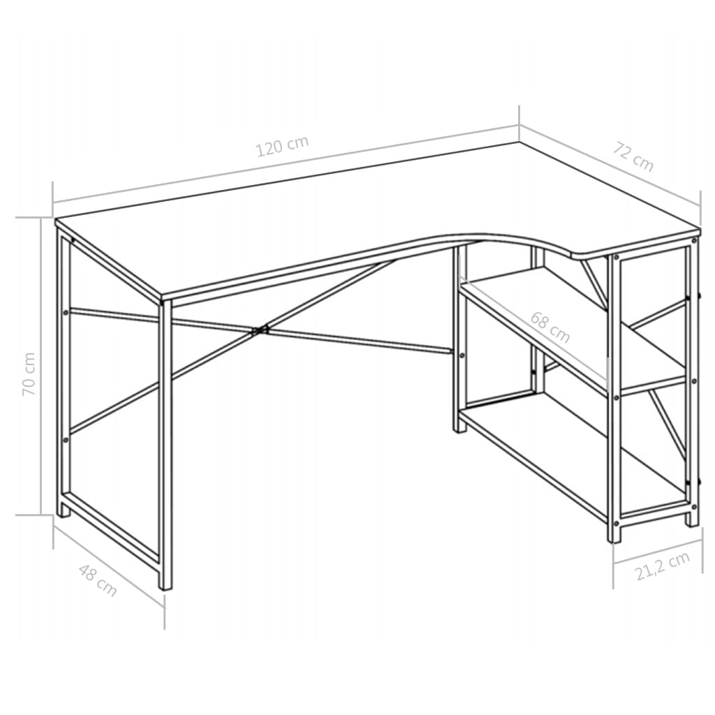 Computertisch Weiß und Eiche 120×72×70 cm