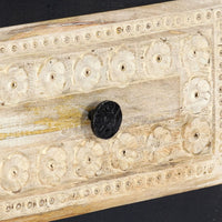 Thumbnail for Handgeschnitzter Nachttisch Grau 40x30x50 cm Massivholz Mango