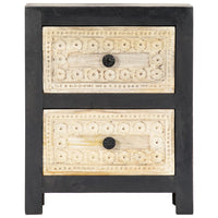 Thumbnail for Handgeschnitzter Nachttisch Grau 40x30x50 cm Massivholz Mango