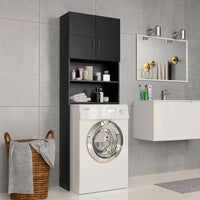 Thumbnail for Waschmaschinenschrank Schwarz 64x25,5x190 cm Holzwerkstoff