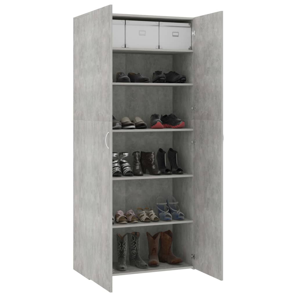 Schuhschrank Betongrau 80 x 35,5 x 180 cm Spanplatte