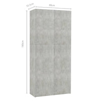 Thumbnail for Schuhschrank Betongrau 80 x 35,5 x 180 cm Spanplatte