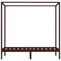 Thumbnail for Himmelbett-Gestell Dunkelbraun Massivholz Kiefer 90 x 200 cm