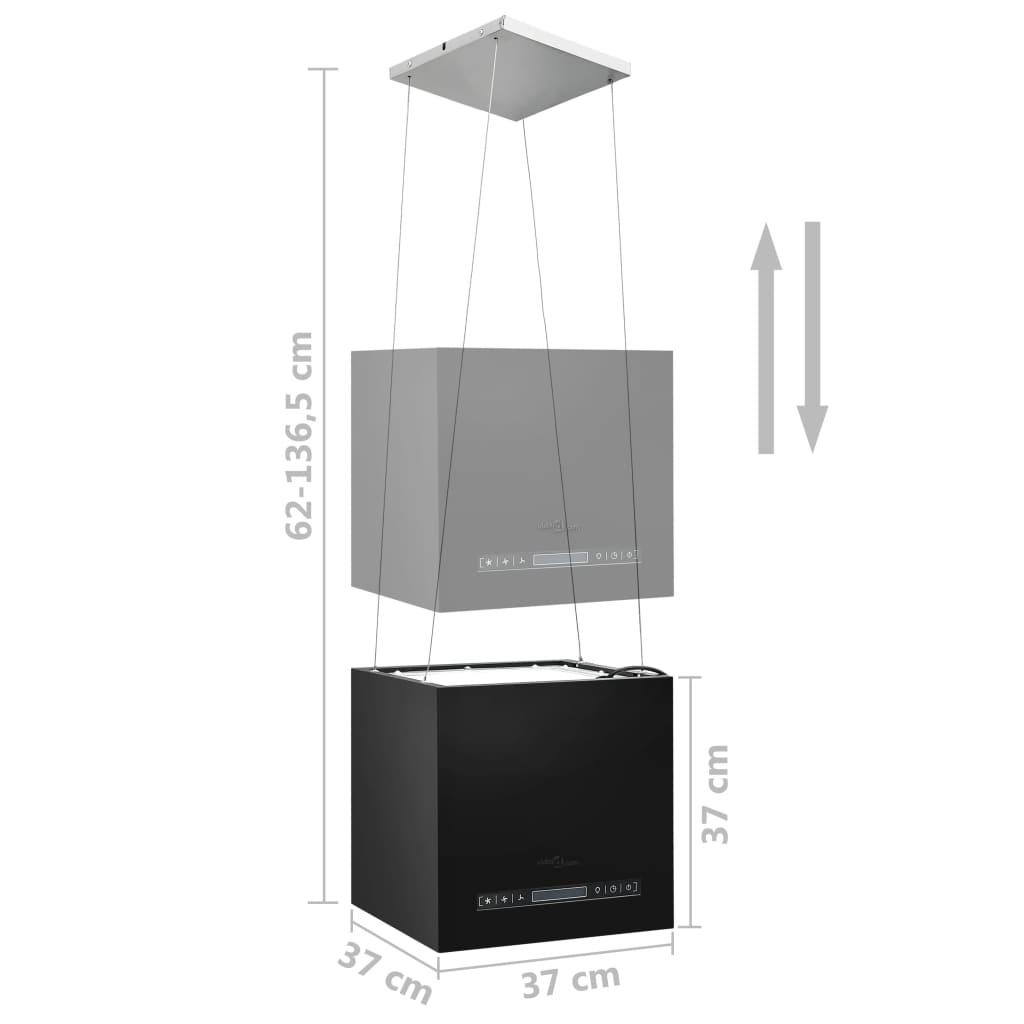 Hängende Inselhaube Touch-Sensor LCD 37 cm Beschichteter Stahl