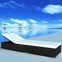 Thumbnail for Sonnenliegen mit Auflage 2 Stk. Poly Rattan Schwarz