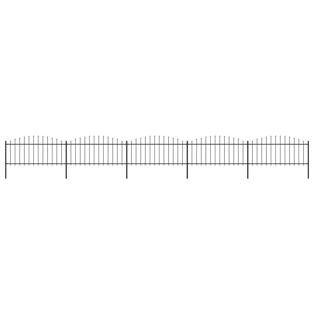 Gartenzaun mit Speerspitzen Stahl (0,5 - 0,75) x 8,5 m Schwarz