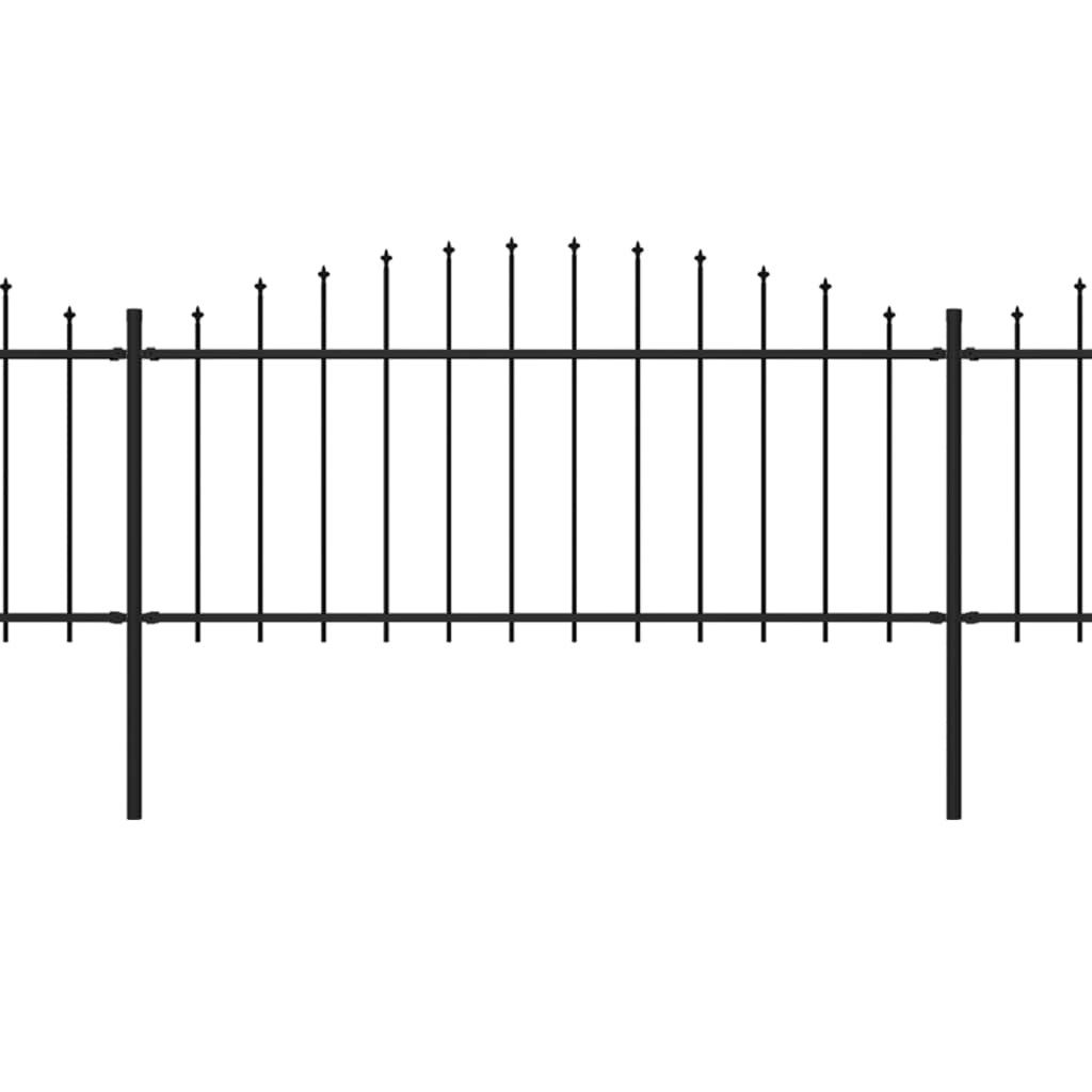Gartenzaun mit Speerspitzen Stahl (0,5 - 0,75) x 8,5 m Schwarz