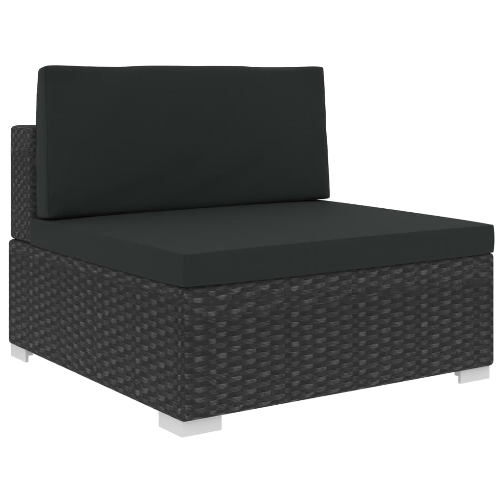 12-tlg. Garten-Lounge-Set mit Auflagen Poly Rattan Schwarz