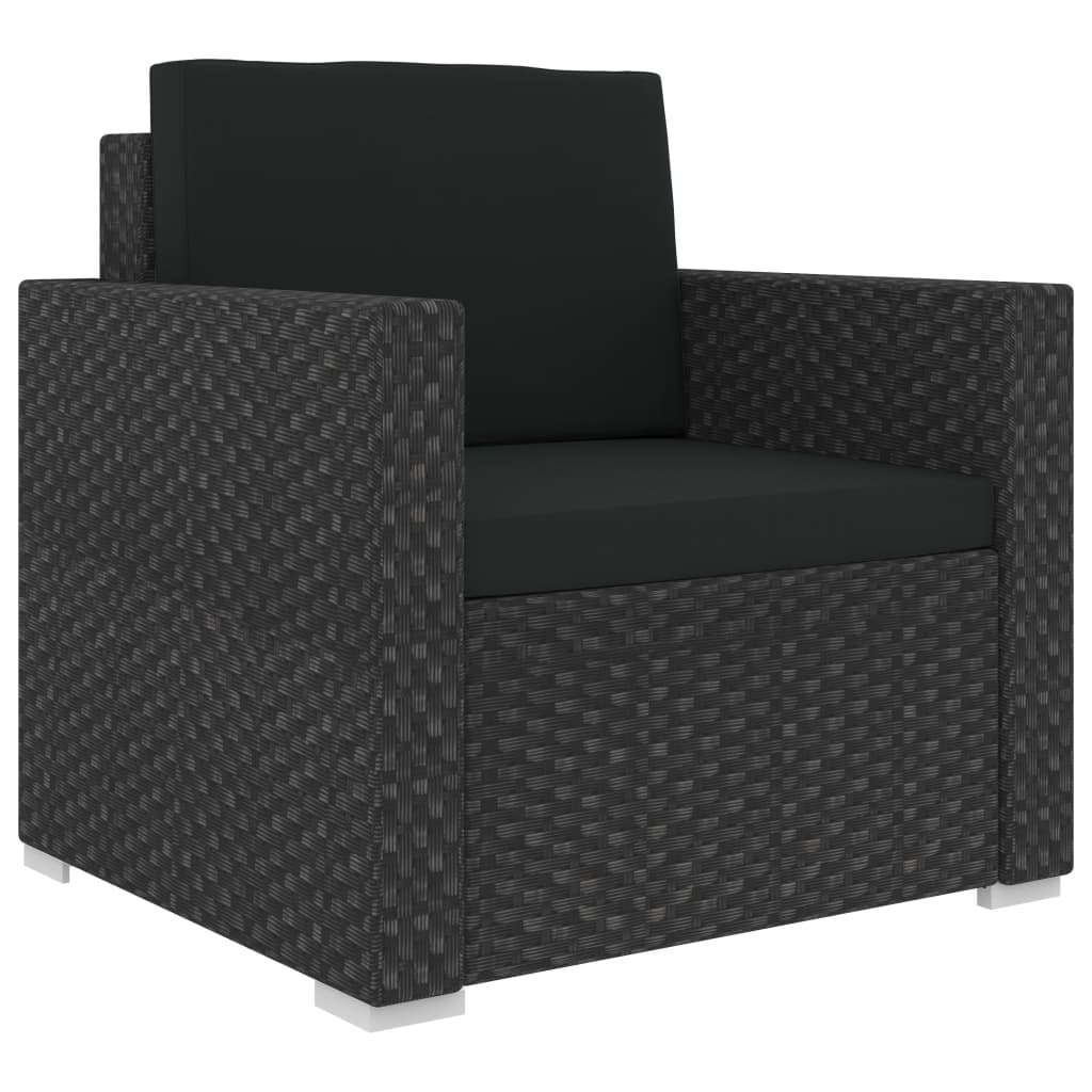 12-tlg. Garten-Lounge-Set mit Auflagen Poly Rattan Schwarz