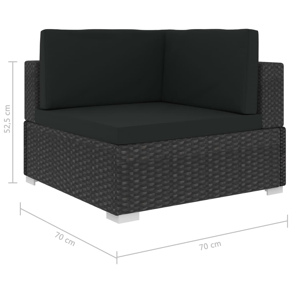 12-tlg. Garten-Lounge-Set mit Auflagen Poly Rattan Schwarz
