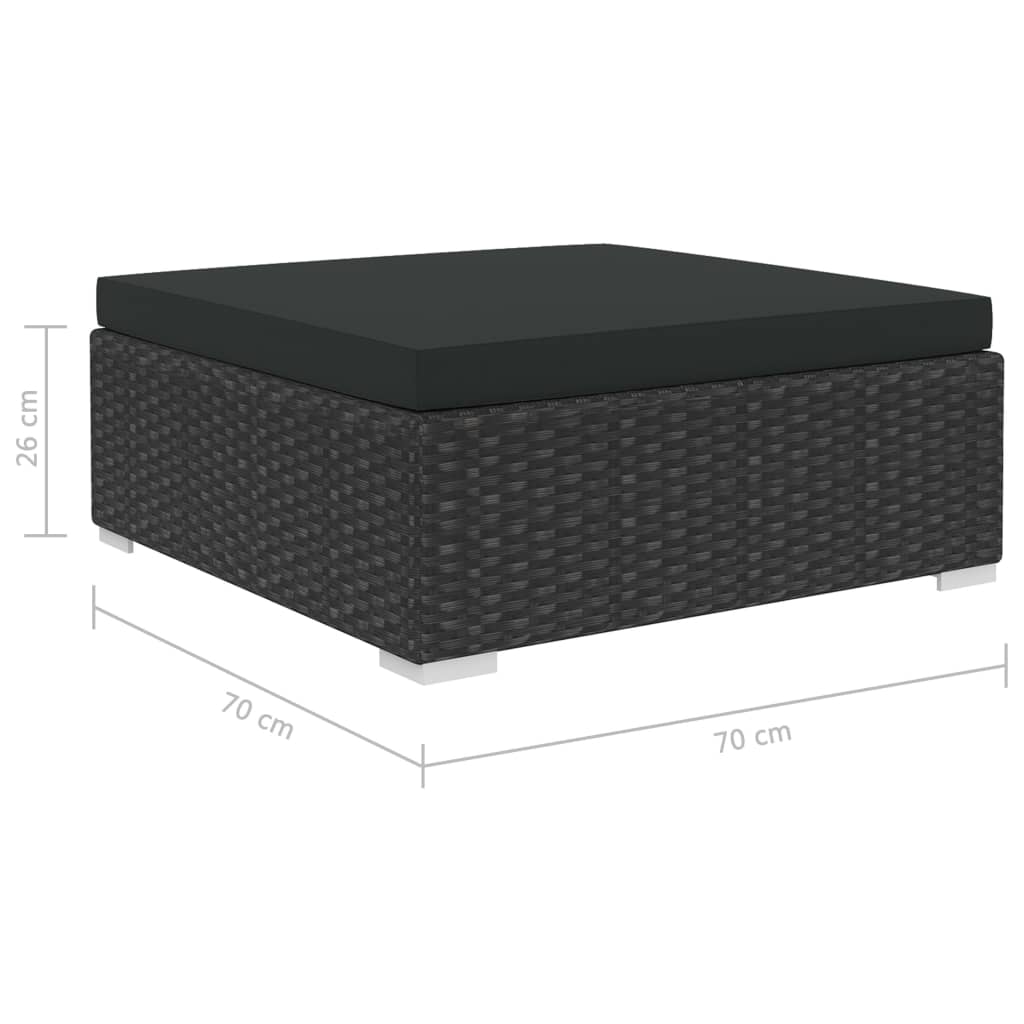 12-tlg. Garten-Lounge-Set mit Auflagen Poly Rattan Schwarz