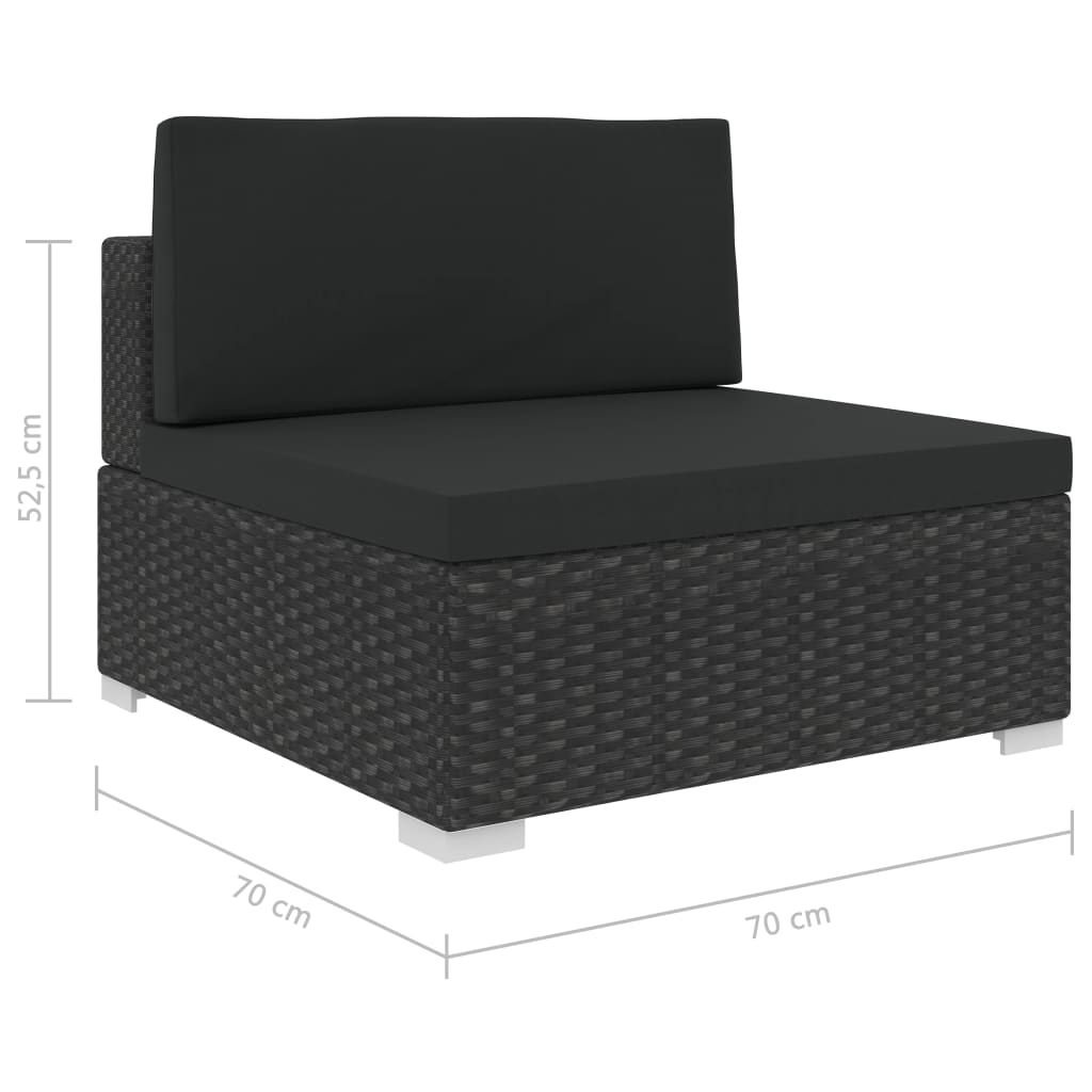 12-tlg. Garten-Lounge-Set mit Auflagen Poly Rattan Schwarz