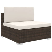 Thumbnail for Modular-Sofa-Mittelteil 1 Stk. + Auflagen Poly Rattan Braun
