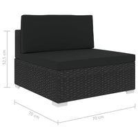 Thumbnail for Modular-Sofa-Mittelteil 1 Stk. + Auflagen Poly Rattan Schwarz