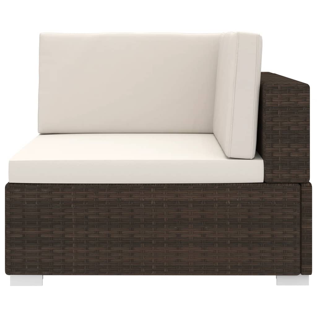Modular-Sofa-Eckteil 1 Stk. + Auflagen Poly Rattan Braun