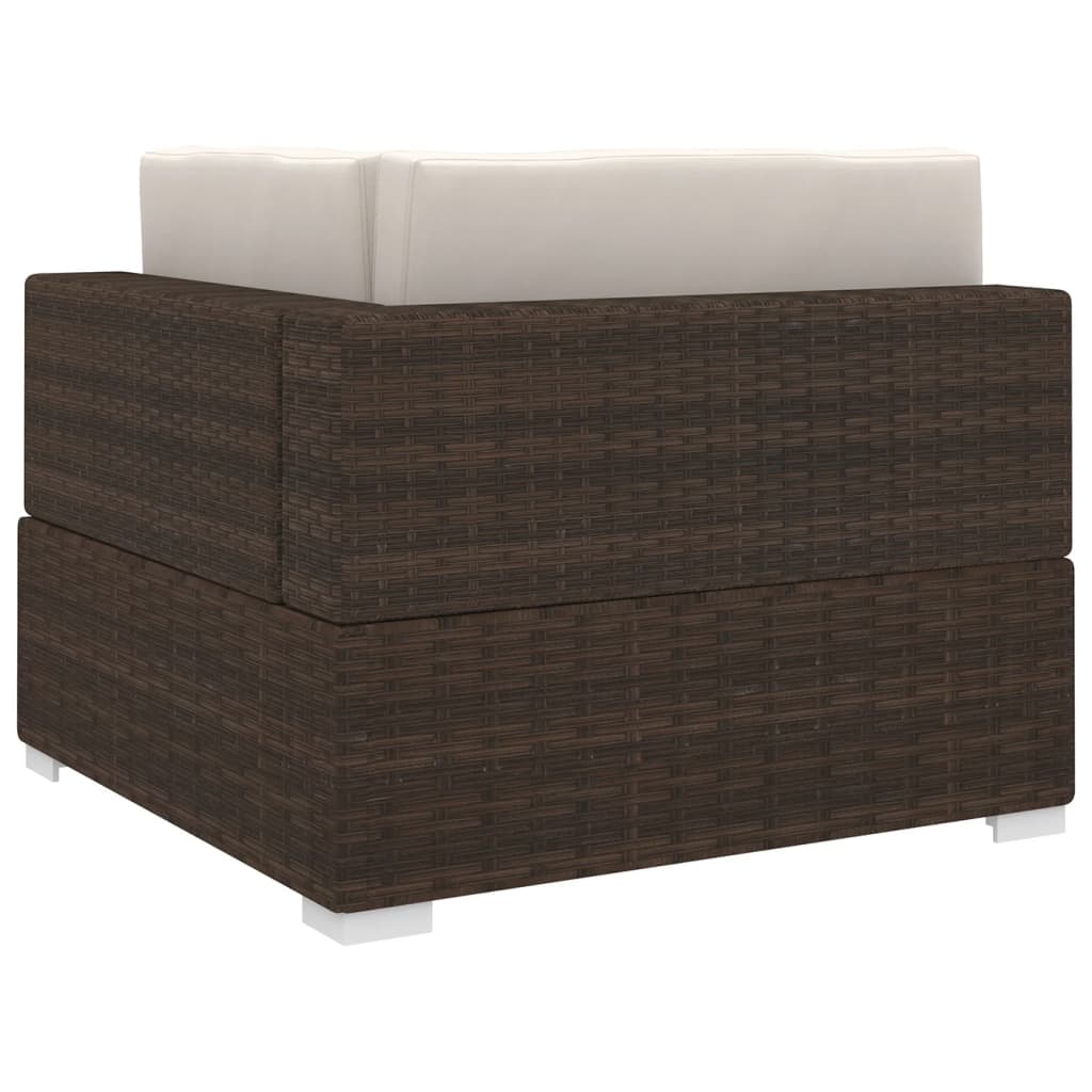 Modular-Sofa-Eckteil 1 Stk. + Auflagen Poly Rattan Braun