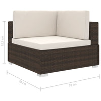Thumbnail for Modular-Sofa-Eckteil 1 Stk. + Auflagen Poly Rattan Braun