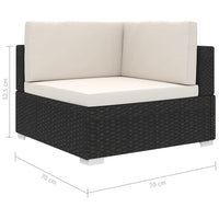 Thumbnail for Modular-Sofa-Eckteil 1 Stk. + Auflagen Poly Rattan Schwarz