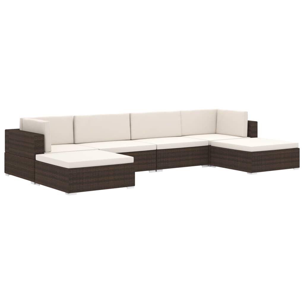 Modular-Fußhocker 1 Stk. + Auflagen Poly Rattan Braun