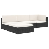 Thumbnail for Modular-Fußhocker 1 Stk. + Auflagen Poly Rattan Schwarz