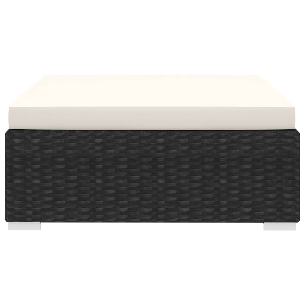 Modular-Fußhocker 1 Stk. + Auflagen Poly Rattan Schwarz
