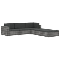 Thumbnail for Modular-Fußhocker 1 Stk. + Auflagen Poly Rattan Schwarz